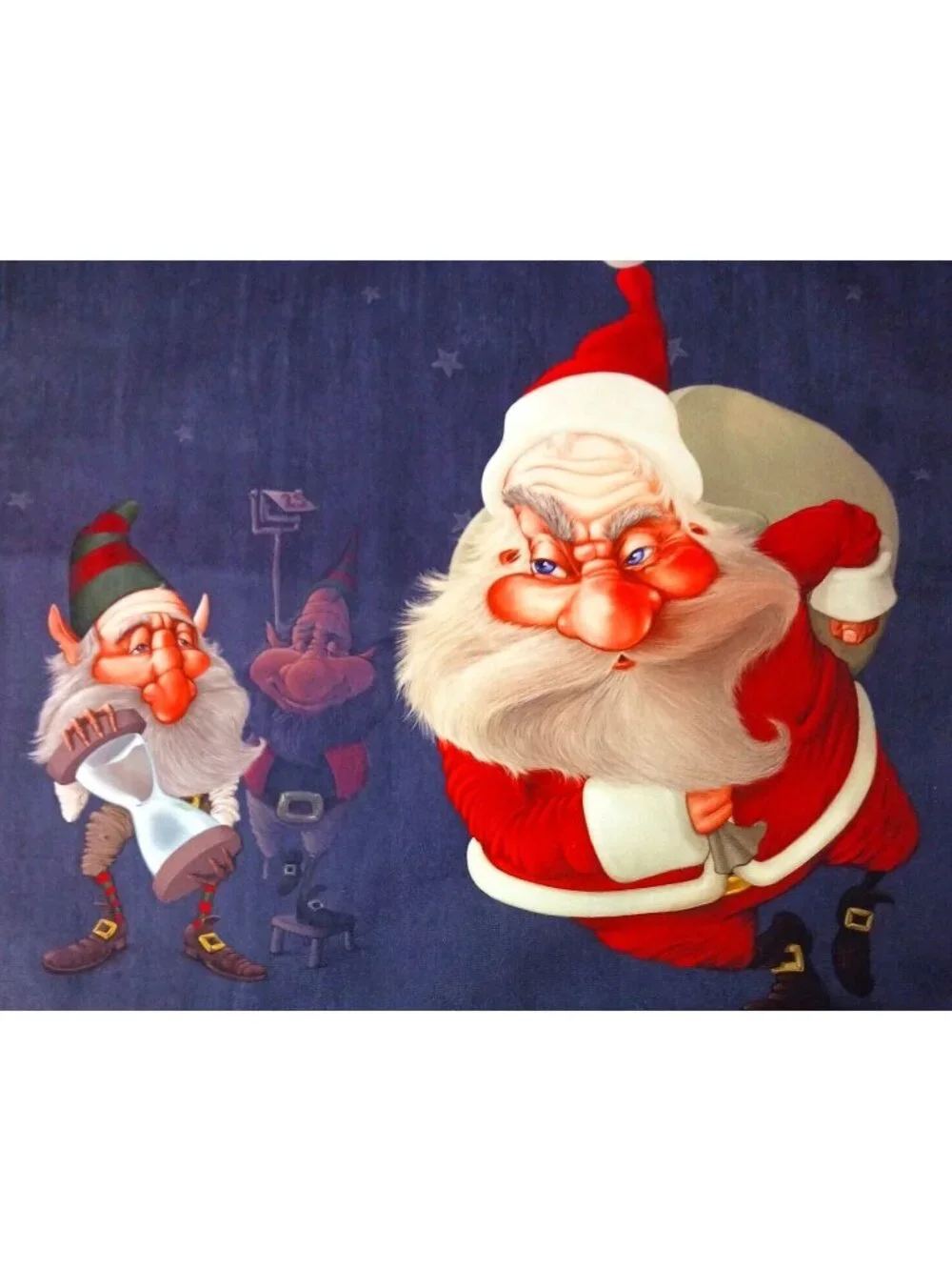 2 Christmas Pillow Cover Grumpy Santa & Elfs W/Timer Zip 17.5x17.5
